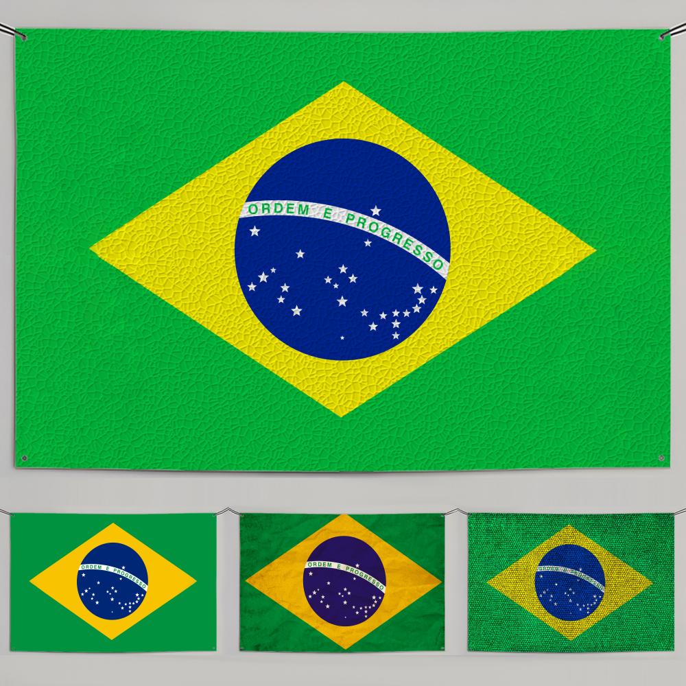 Retro Gaming Banner - 1PC Famosu Brazil Flags Retro Football
