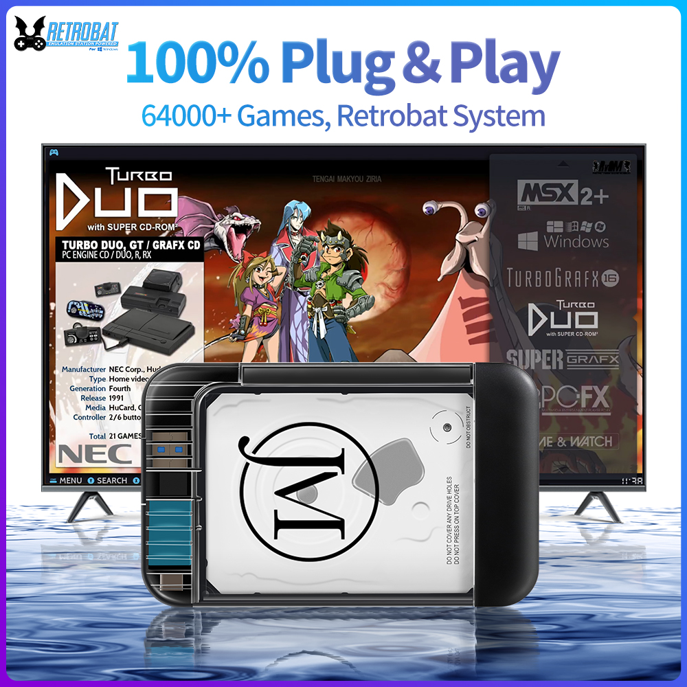 Retro Gaming System - RETROBAT Portable 500G Gaming HDD Consoles