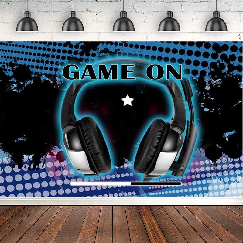 Retro Gaming Banner - Photography Backdrop Newborn Kids Birthday Music