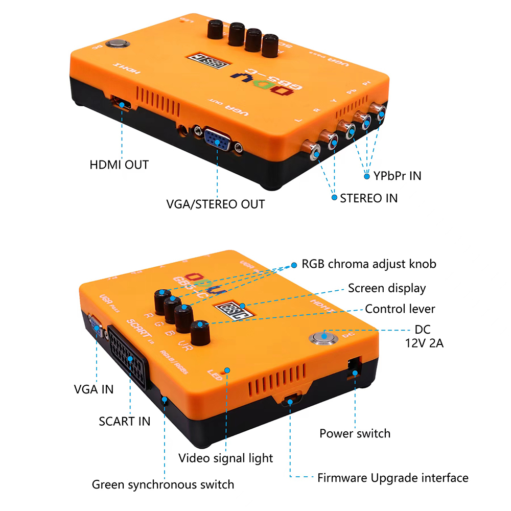 Retro Gaming Upscaler - ODV-GBS-C Component/VGA/Scart to VGA/HDMI-Compatible Scan Converter