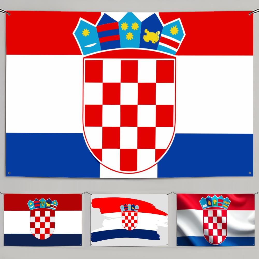 Retro Gaming Banner - 1PC Famous Croatia Flags Retro Football