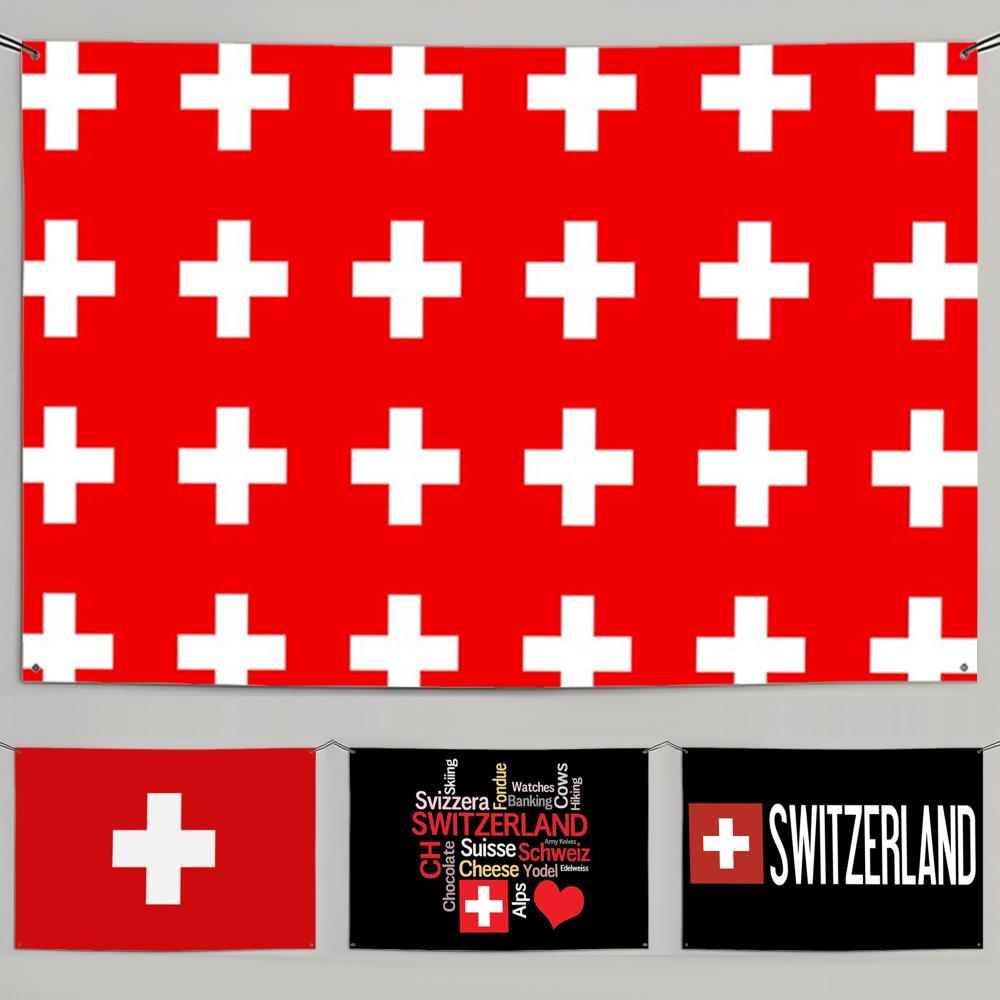 Retro Gaming Banner - 1PC Famous Switzerland Flags Retro Football