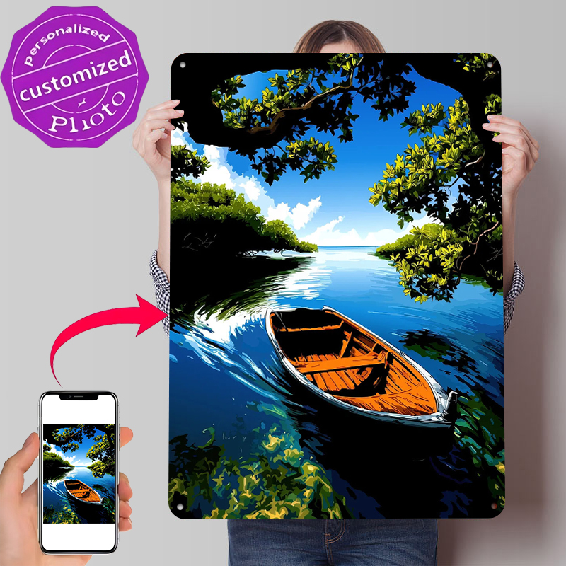 Retro Gaming On - Rowboat on a Serene River Tin